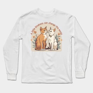 A little kindness can change the world-Boho Cat Motivational Long Sleeve T-Shirt